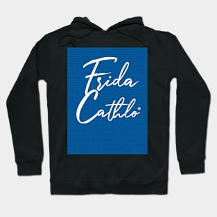 Blue Text W back Cat Frida Cathlo version of - Frida Kahlo Hoodie